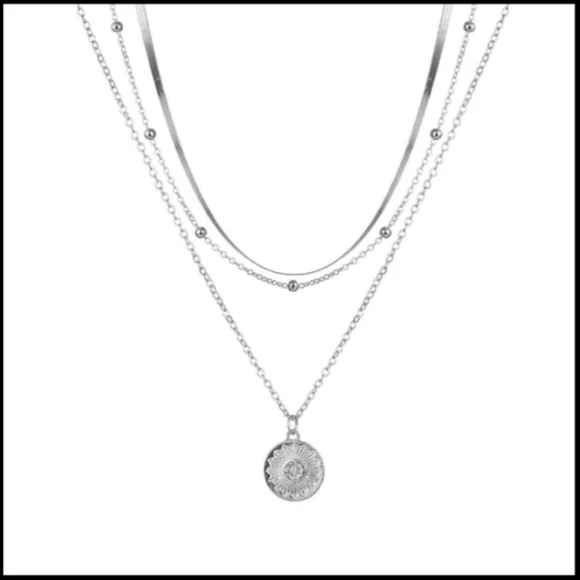 Multilayer blade boho silver Clavicle Necklace - Picture 3 of 3